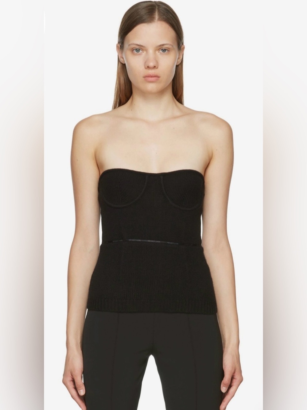 Helmut Lang Black Knit Bustier Tank Top